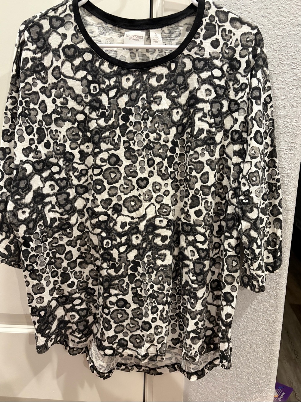 Chico's Black and White Animal Print Top